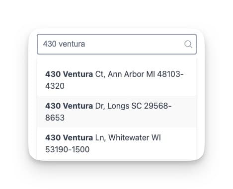 Autocomplete typing an address